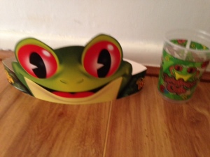 Souvenirs from the Rainforest Cafe meal. I wore the hat all around Downtown Disney!